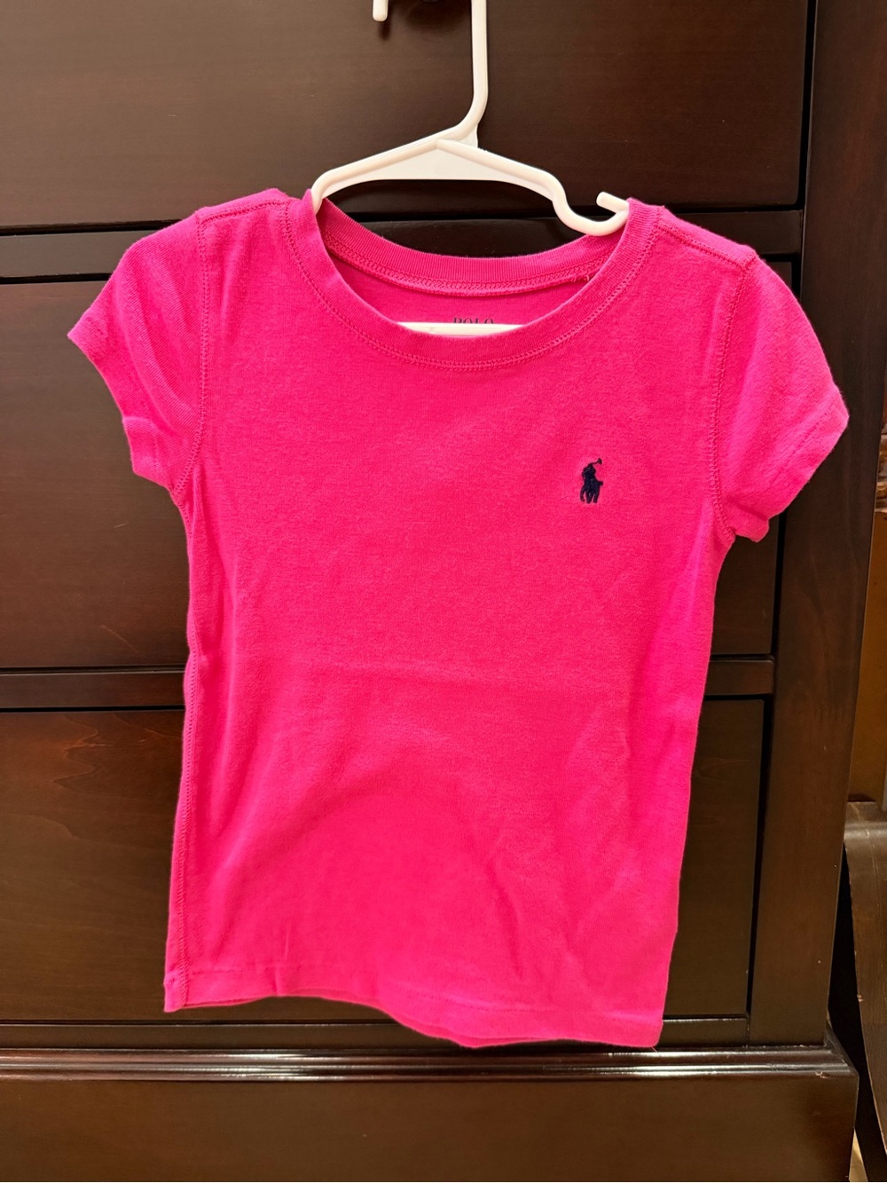 Polo by Ralph Lauren Girls Hot Pink Short Sleeve Tee with Navy Pony
